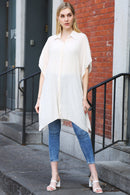 JP5009 Oversized Long Sleeveless Button Up Shirt - MiMi Wholesale