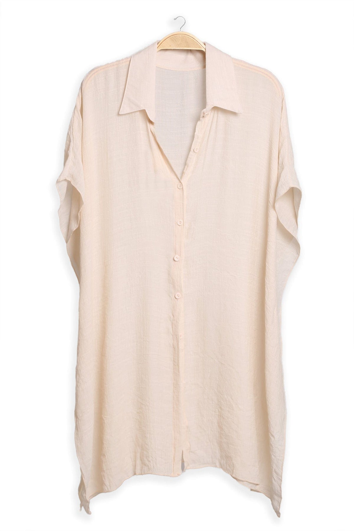 JP5009 Oversized Long Sleeveless Button Up Shirt - MiMi Wholesale