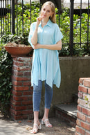 JP5009 Oversized Long Sleeveless Button Up Shirt - MiMi Wholesale