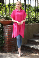 JP5009 Oversized Long Sleeveless Button Up Shirt - MiMi Wholesale