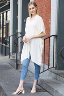 JP5009 Oversized Long Sleeveless Button Up Shirt - MiMi Wholesale