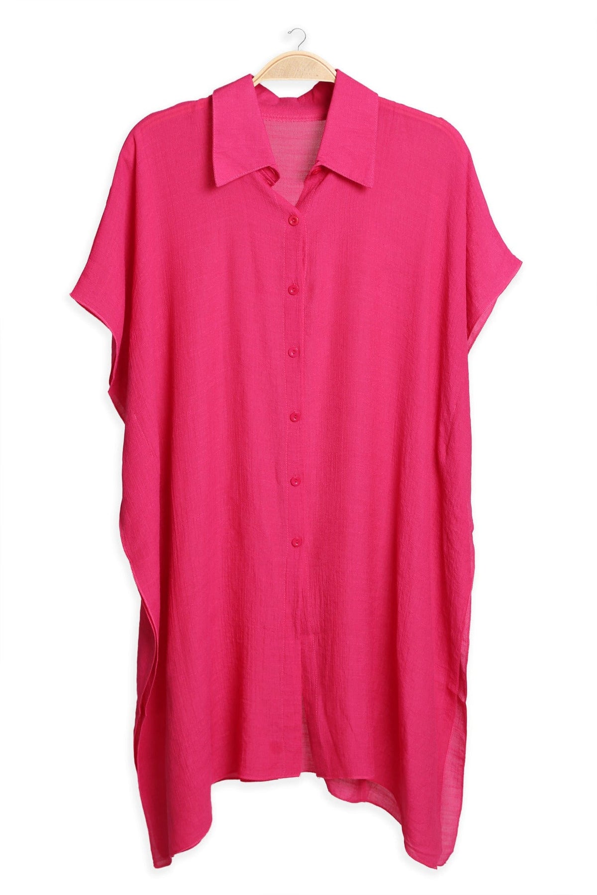 JP5009 Oversized Long Sleeveless Button Up Shirt - MiMi Wholesale