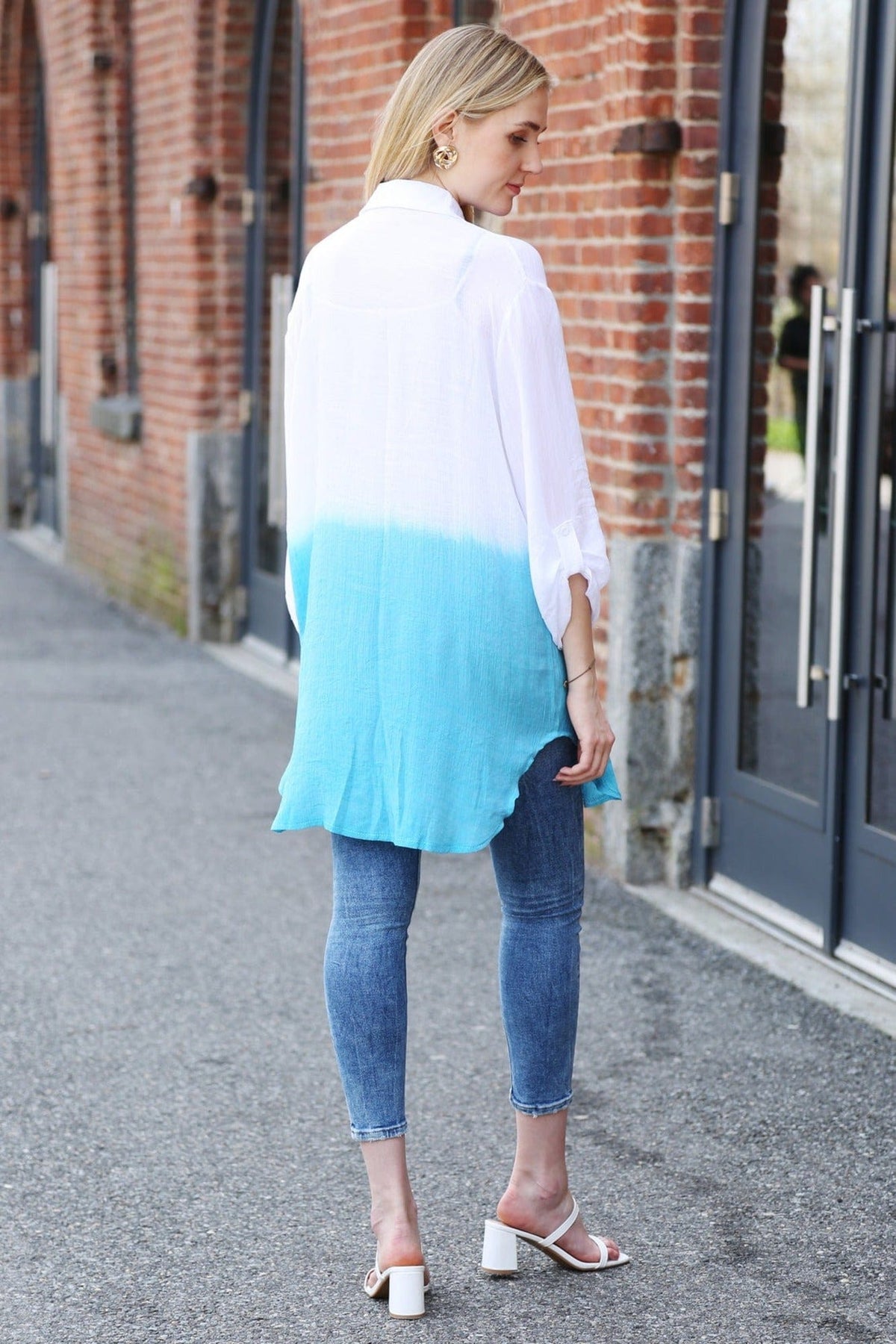 JP5010 Oversized Long Tie Dye Button Up Shirt - MiMi Wholesale