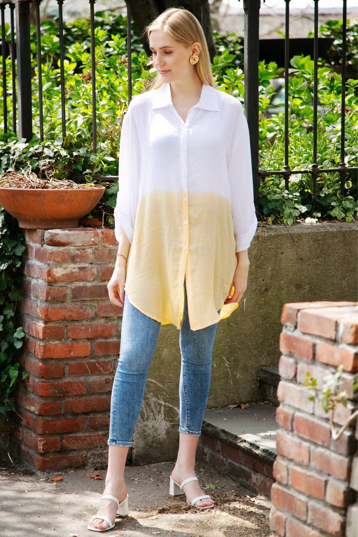 JP5010 Oversized Long Tie Dye Button Up Shirt - MiMi Wholesale