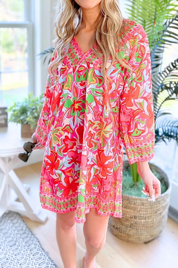 JP5108 Miranda Floral Print Cover Up Dress - MiMi Wholesale