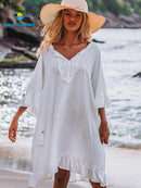 JP5218 Jamie Cover Up Dress With Tassel Tie Knots - MiMi Wholesale