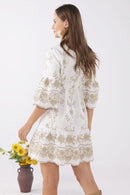 JP6001 Miley Floral Embroidered Dress/Cover Up With Tassel Ties - MiMi Wholesale
