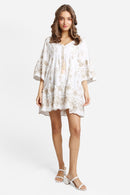 JP6001 Miley Floral Embroidered Dress/Cover Up With Tassel Ties - MiMi Wholesale