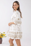 JP6001 Miley Floral Embroidered Dress/Cover Up With Tassel Ties - MiMi Wholesale