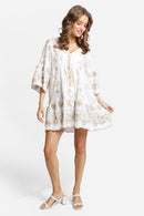 JP6001 Miley Floral Embroidered Dress/Cover Up With Tassel Ties - MiMi Wholesale