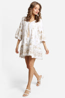 JP6001 Miley Floral Embroidered Dress/Cover Up With Tassel Ties - MiMi Wholesale