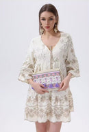 JP6001 Miley Floral Embroidered Dress/Cover Up With Tassel Ties - MiMi Wholesale