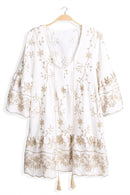 JP6001 Miley Floral Embroidered Dress/Cover Up With Tassel Ties - MiMi Wholesale