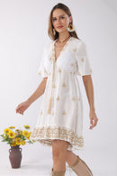 JP6005 Stella Embroidered Cover Up Dress With Tassel Ties - MiMi Wholesale