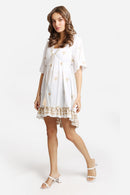 JP6005 Stella Embroidered Cover Up Dress With Tassel Ties - MiMi Wholesale