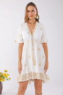 JP6005 Stella Embroidered Cover Up Dress With Tassel Ties - MiMi Wholesale