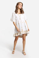 JP6005 Stella Embroidered Cover Up Dress With Tassel Ties - MiMi Wholesale