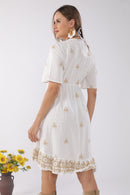 JP6005 Stella Embroidered Cover Up Dress With Tassel Ties - MiMi Wholesale