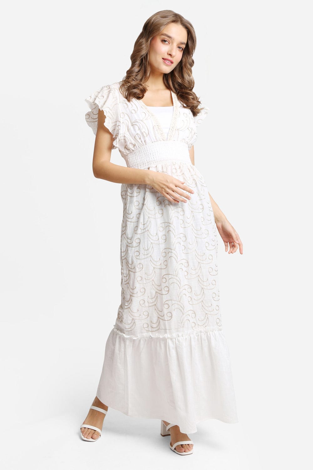 JP6006 Aileen Embroidered Maxi Sleeveless Cover Up Dress - MiMi Wholesale