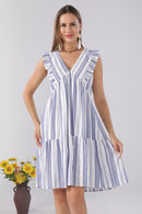JP6007 Veda Striped Sleeveless Cover Up Dress - MiMi Wholesale