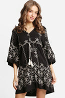 JP6011 Nala Embroidered Cover Up Dress With Tassel Ties - MiMi Wholesale
