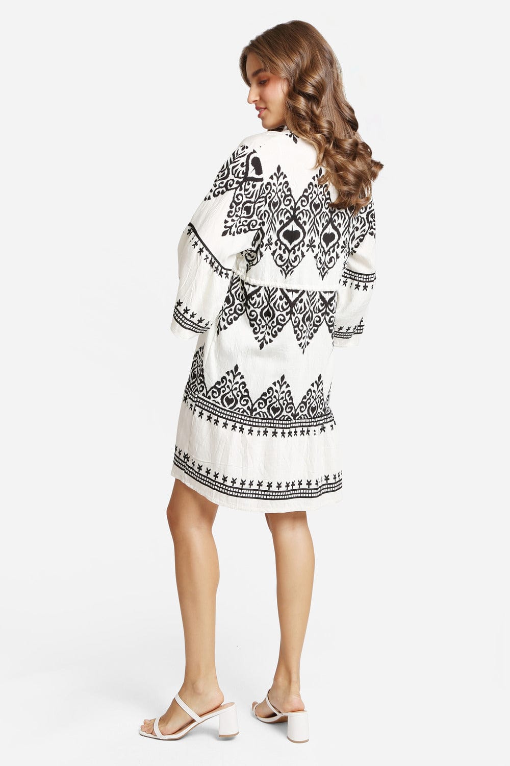 JP6020 Stormi Mixed Print Cover Up Dress With Tassel Ties - MiMi Wholesale