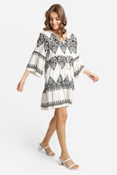 JP6020 Stormi Mixed Print Cover Up Dress With Tassel Ties - MiMi Wholesale