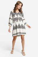 JP6020 Stormi Mixed Print Cover Up Dress With Tassel Ties - MiMi Wholesale