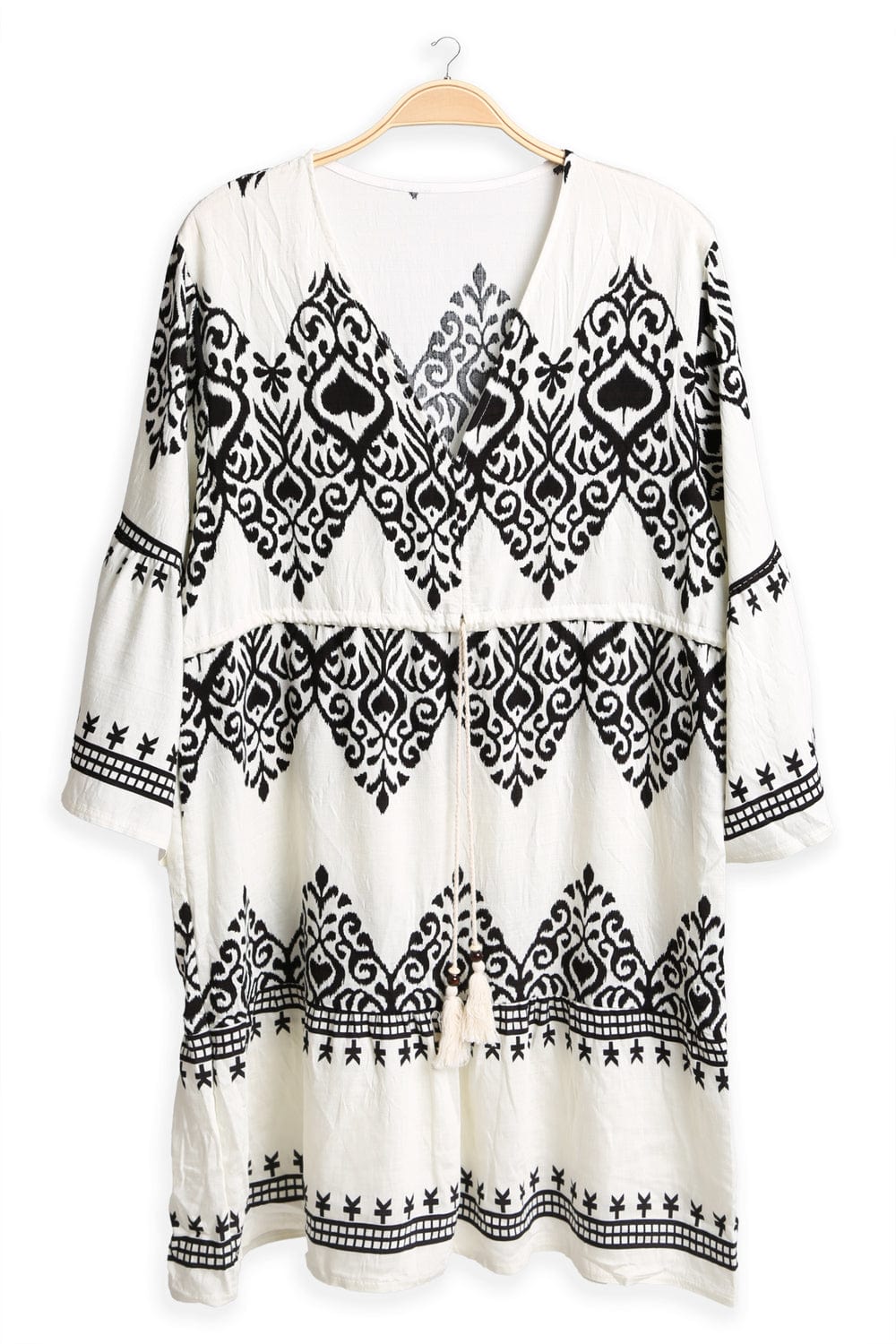 JP6020 Stormi Mixed Print Cover Up Dress With Tassel Ties - MiMi Wholesale