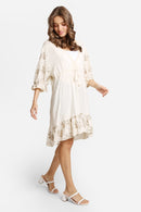 JP6027 Embroidered Leaves Cover Up/Dress With Tassel Ties - MiMi Wholesale