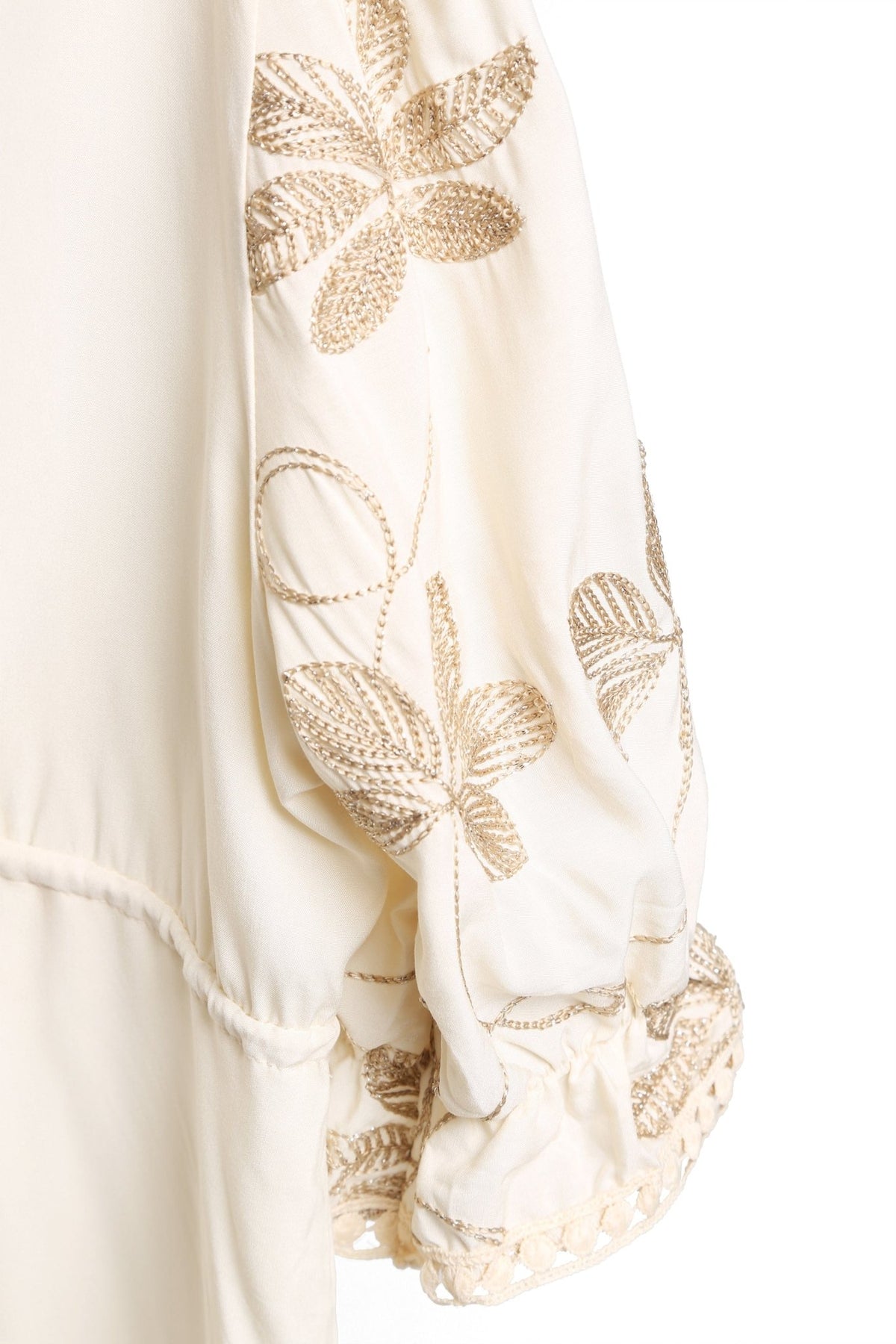 JP6027 Embroidered Leaves Cover Up/Dress With Tassel Ties - MiMi Wholesale