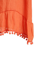 JP6054 Oversized Button Up Long Sleeve Shirt With Pom Pom Trim - MiMi Wholesale