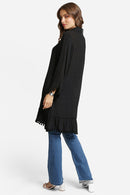 JP6054 Oversized Button Up Long Sleeve Shirt With Pom Pom Trim - MiMi Wholesale