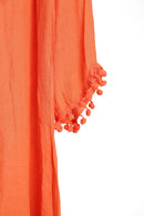 JP6054 Oversized Button Up Long Sleeve Shirt With Pom Pom Trim - MiMi Wholesale