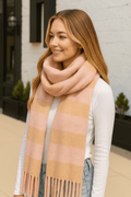 JS2415 Plaid Oblong Scarf with Fringe - MiMi Wholesale
