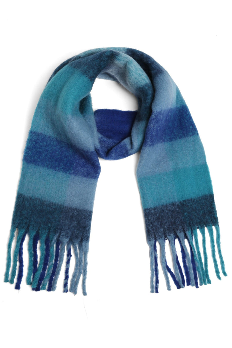 JS2415 Plaid Oblong Scarf with Fringe - MiMi Wholesale