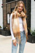 JS2415 Plaid Oblong Scarf with Fringe - MiMi Wholesale