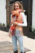 JS2415 Plaid Oblong Scarf with Fringe - MiMi Wholesale