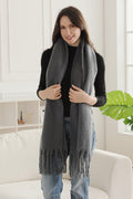 JS2416 Solid color Oblong Scarf with Fringe - MiMi Wholesale