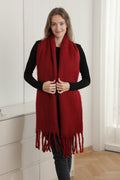 JS2416 Solid color Oblong Scarf with Fringe - MiMi Wholesale
