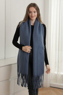 JS2416 Solid color Oblong Scarf with Fringe - MiMi Wholesale