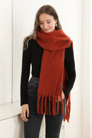 JS2416 Solid color Oblong Scarf with Fringe - MiMi Wholesale