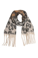 JS2417 Leopard Chunky Oblong Scarf with Fringe - MiMi Wholesale