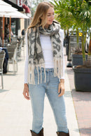 JS2417 Leopard Chunky Oblong Scarf with Fringe - MiMi Wholesale