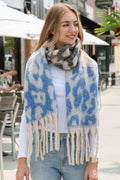 JS2417 Leopard Chunky Oblong Scarf with Fringe - MiMi Wholesale