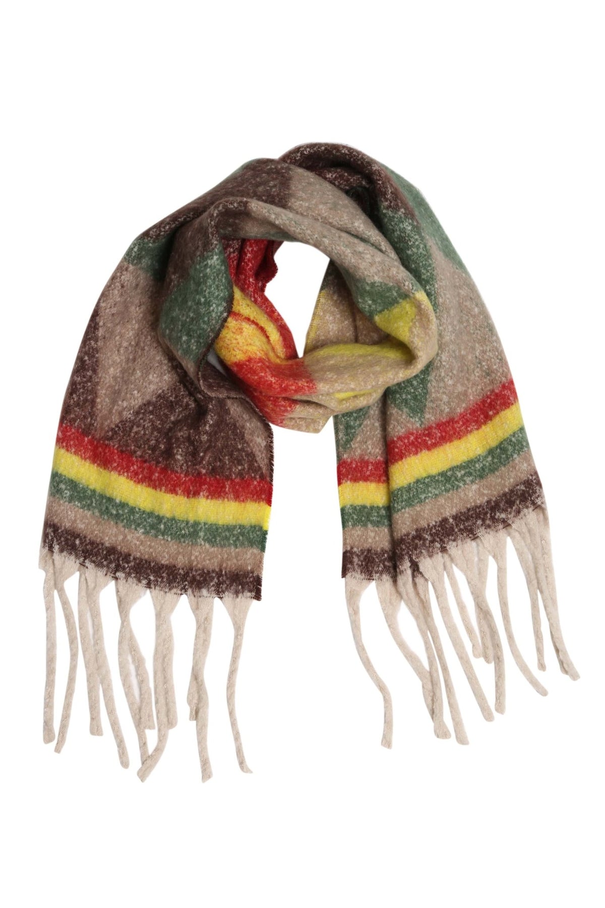 JS2418 Geo Chunky Oblong Scarf with Fringe - MiMi Wholesale