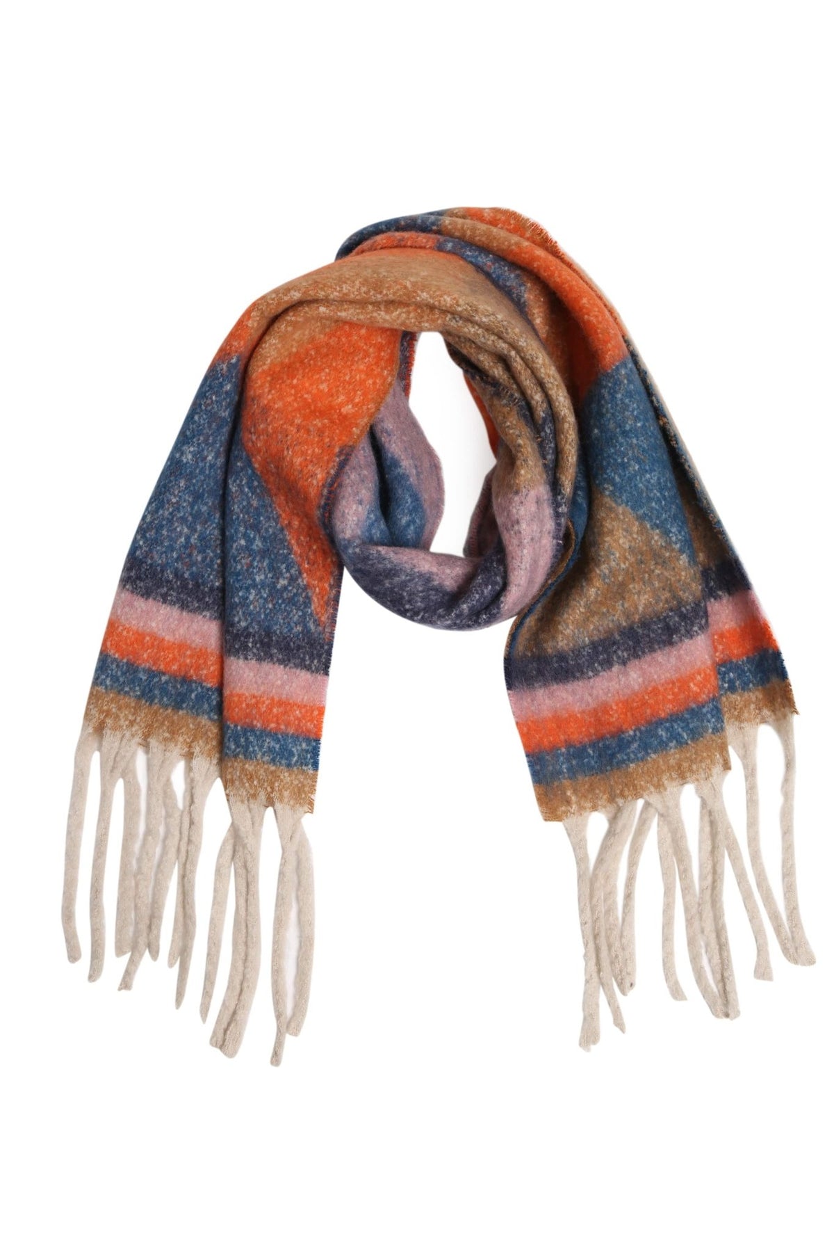 JS2418 Geo Chunky Oblong Scarf with Fringe - MiMi Wholesale