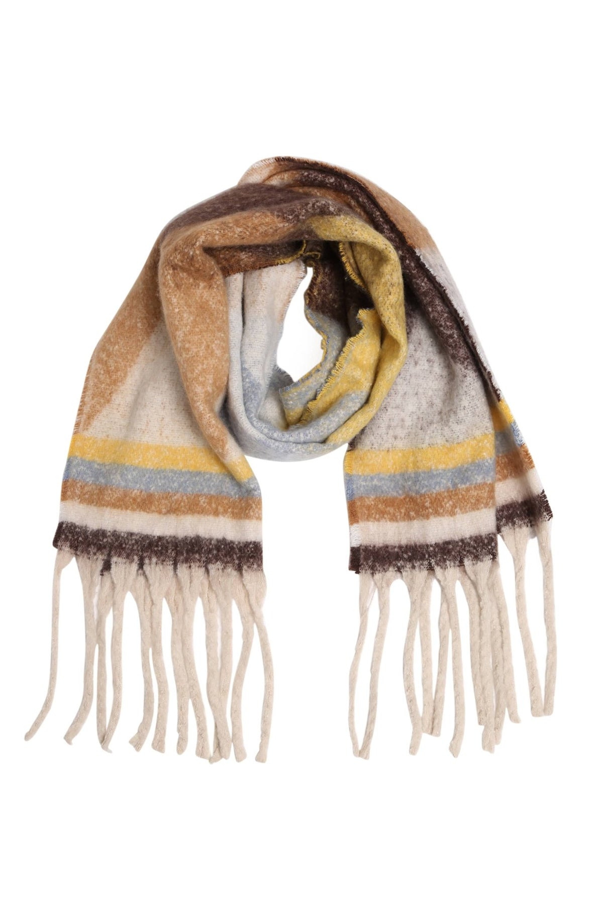 JS2418 Geo Chunky Oblong Scarf with Fringe - MiMi Wholesale