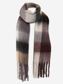 JS2431 Plaid Chunky Scarf With Fringe - MiMi Wholesale