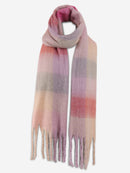 JS2431 Plaid Chunky Scarf With Fringe - MiMi Wholesale